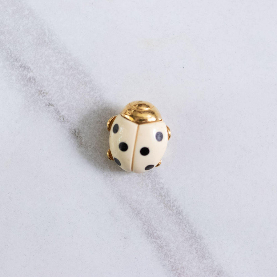 Vintage Crown Trifari Black and White Lady Bug Brooch by Crown Trifari - Vintage Meet Modern Vintage Jewelry - Chicago, Illinois - #oldhollywoodglamour #vintagemeetmodern #designervintage #jewelrybox #antiquejewelry #vintagejewelry