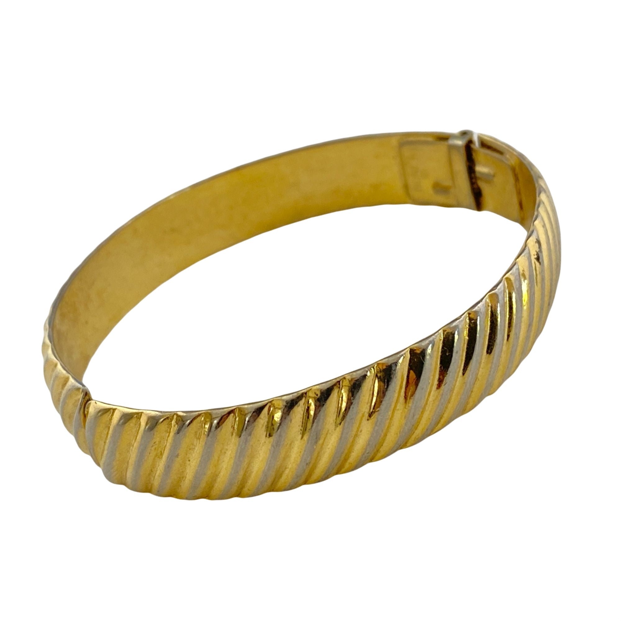 Vintage Monet Etched Gold Bangle Bracelet by Monet - Vintage Meet Modern Vintage Jewelry - Chicago, Illinois - #oldhollywoodglamour #vintagemeetmodern #designervintage #jewelrybox #antiquejewelry #vintagejewelry
