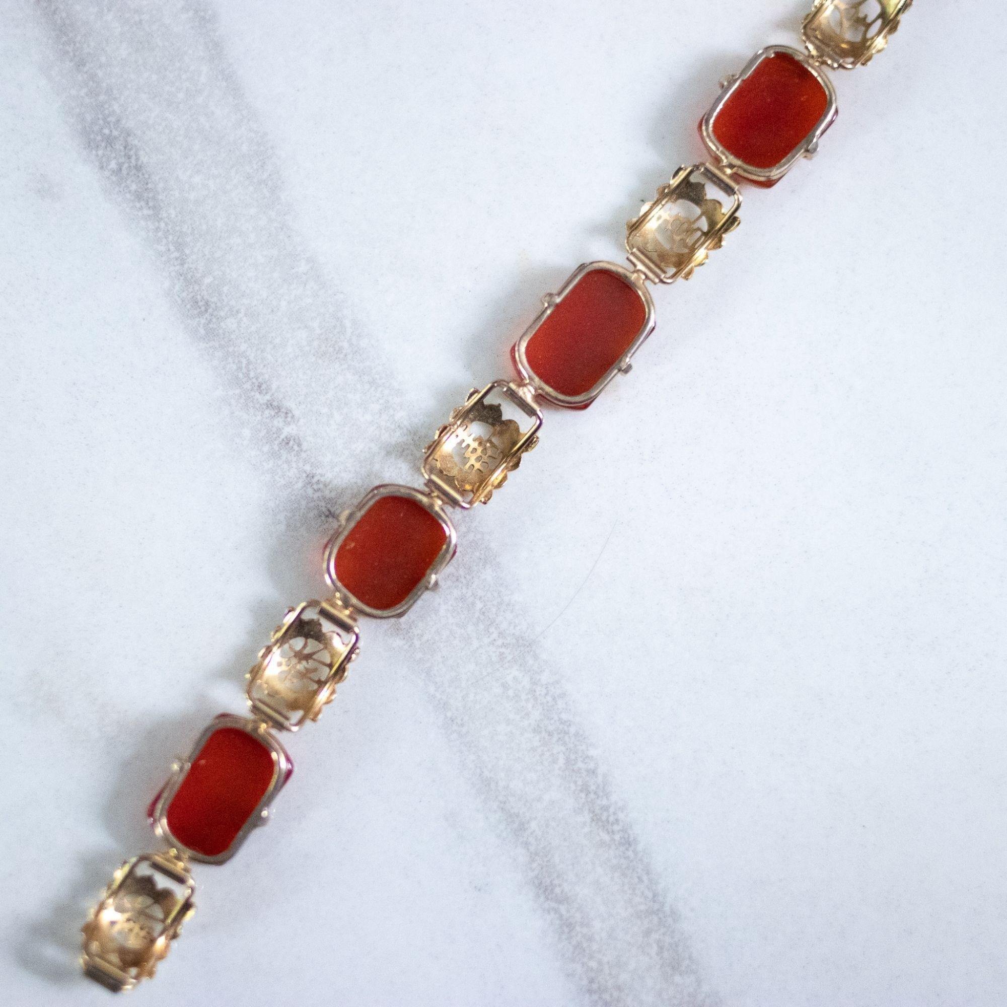 Vintage Genuine Carnelian 18kt Gold over Sterling Silver Tennis Bracelet by Vintage Meet Modern - Vintage Meet Modern Vintage Jewelry - Chicago, Illinois - #oldhollywoodglamour #vintagemeetmodern #designervintage #jewelrybox #antiquejewelry #vintagejewelry