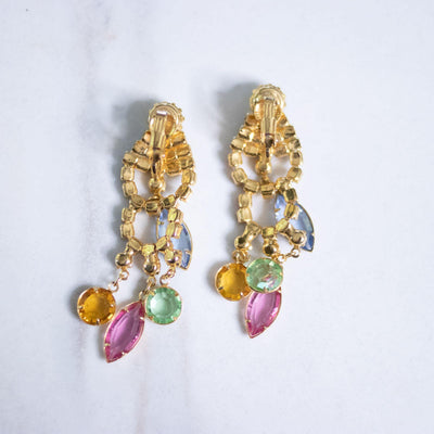 Vintage Bright Color Pastel Bezel Set Crystal Dangling Statement Earrings by Unsigned Beauty - Vintage Meet Modern Vintage Jewelry - Chicago, Illinois - #oldhollywoodglamour #vintagemeetmodern #designervintage #jewelrybox #antiquejewelry #vintagejewelry