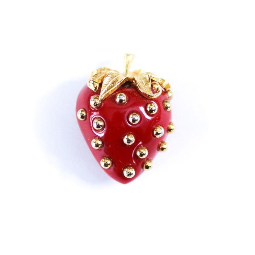 Vintage Kenneth Jay Lane Red Strawberry Brooch
