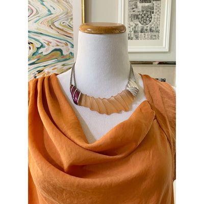 Anthropologie Franka Cowl Neck Blouse in Burnt Orange Color by Anthropologie - Vintage Meet Modern Vintage Jewelry - Chicago, Illinois - #oldhollywoodglamour #vintagemeetmodern #designervintage #jewelrybox #antiquejewelry #vintagejewelry
