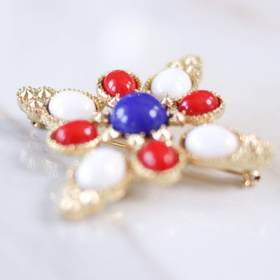 Vintage Sarah Coventry American Red, White, and Blue Brooch by Sarah Coventry - Vintage Meet Modern Vintage Jewelry - Chicago, Illinois - #oldhollywoodglamour #vintagemeetmodern #designervintage #jewelrybox #antiquejewelry #vintagejewelry