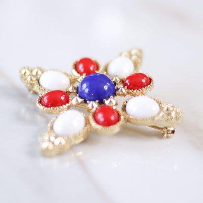 Vintage Sarah Coventry American Red, White, and Blue Brooch by Sarah Coventry - Vintage Meet Modern Vintage Jewelry - Chicago, Illinois - #oldhollywoodglamour #vintagemeetmodern #designervintage #jewelrybox #antiquejewelry #vintagejewelry