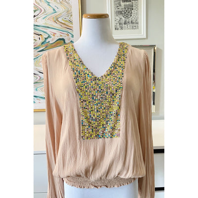 Anthropologie Kristie Sequined Peasant Blouse by Vintage Meet Modern - Vintage Meet Modern Vintage Jewelry - Chicago, Illinois - #oldhollywoodglamour #vintagemeetmodern #designervintage #jewelrybox #antiquejewelry #vintagejewelry
