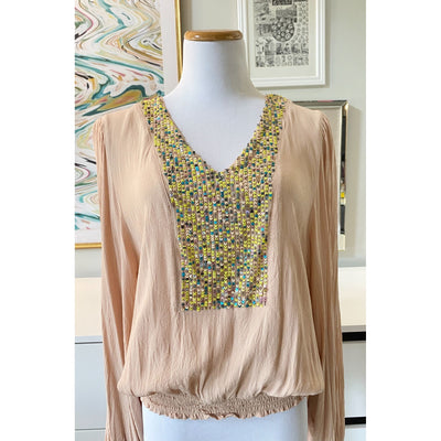 Anthropologie Kristie Sequined Peasant Blouse by Vintage Meet Modern  - Vintage Meet Modern Vintage Jewelry - Chicago, Illinois - #oldhollywoodglamour #vintagemeetmodern #designervintage #jewelrybox #antiquejewelry #vintagejewelry
