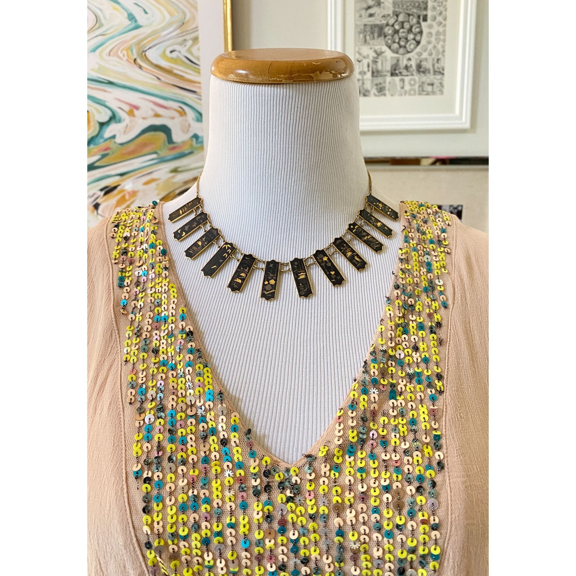 Anthropologie Kristie Sequined Peasant Blouse by Vintage Meet Modern - Vintage Meet Modern Vintage Jewelry - Chicago, Illinois - #oldhollywoodglamour #vintagemeetmodern #designervintage #jewelrybox #antiquejewelry #vintagejewelry