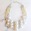 Vintage Pearl White Lucite Triple Strand Necklace by Vintage Meet Modern - Vintage Meet Modern Vintage Jewelry - Chicago, Illinois - #oldhollywoodglamour #vintagemeetmodern #designervintage #jewelrybox #antiquejewelry #vintagejewelry