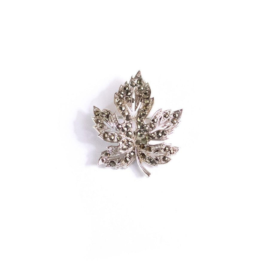 Vintage Lisner Silver with Marcasite Leaf Brooch by Lisner - Vintage Meet Modern Vintage Jewelry - Chicago, Illinois - #oldhollywoodglamour #vintagemeetmodern #designervintage #jewelrybox #antiquejewelry #vintagejewelry