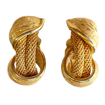 Mid Century Modern Gold Leaf Twist Earrings by Unsigned Beauty - Vintage Meet Modern Vintage Jewelry - Chicago, Illinois - #oldhollywoodglamour #vintagemeetmodern #designervintage #jewelrybox #antiquejewelry #vintagejewelry