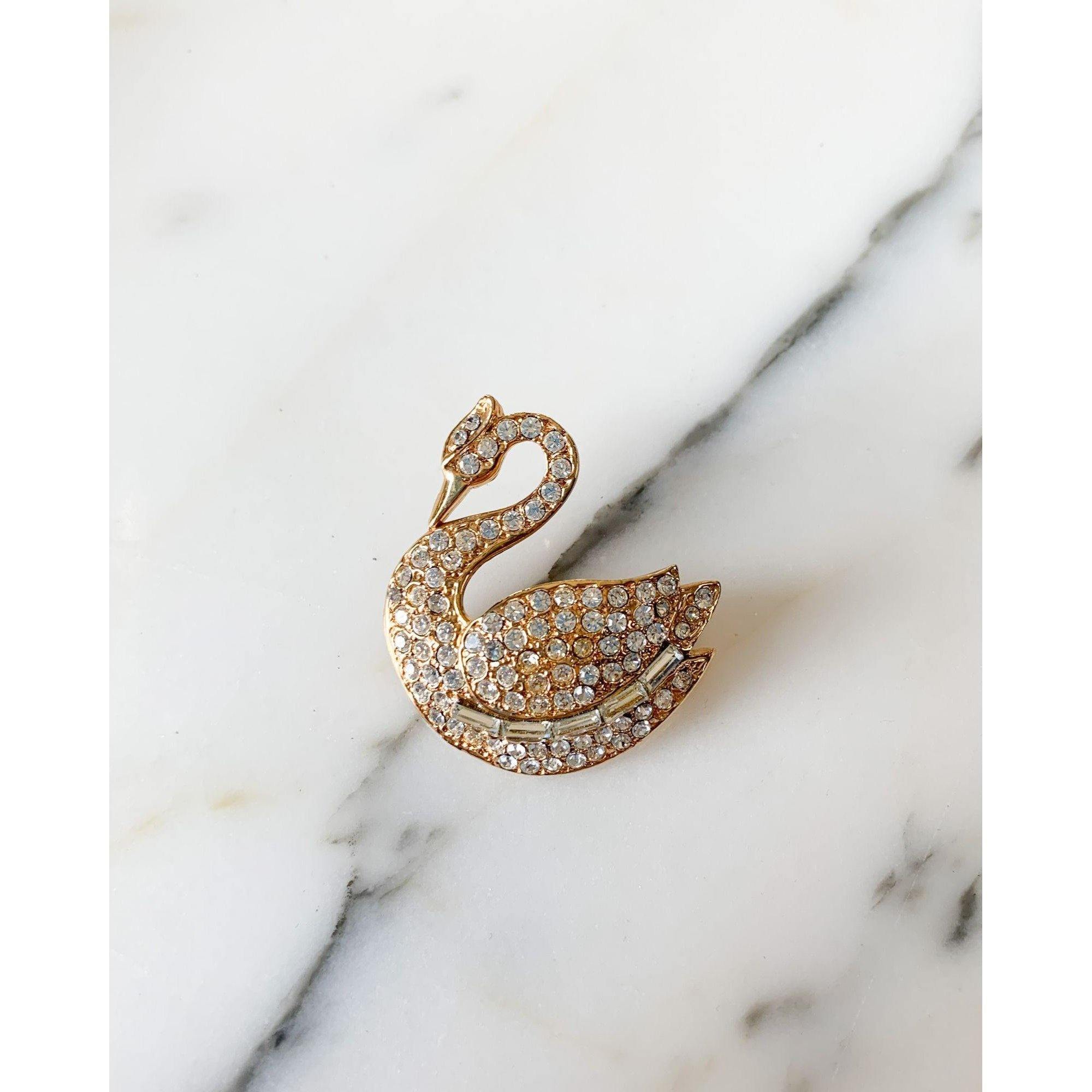 Graceful Like a Swan Brooch by Swarovski - Vintage Meet Modern Vintage Jewelry - Chicago, Illinois - #oldhollywoodglamour #vintagemeetmodern #designervintage #jewelrybox #antiquejewelry #vintagejewelry