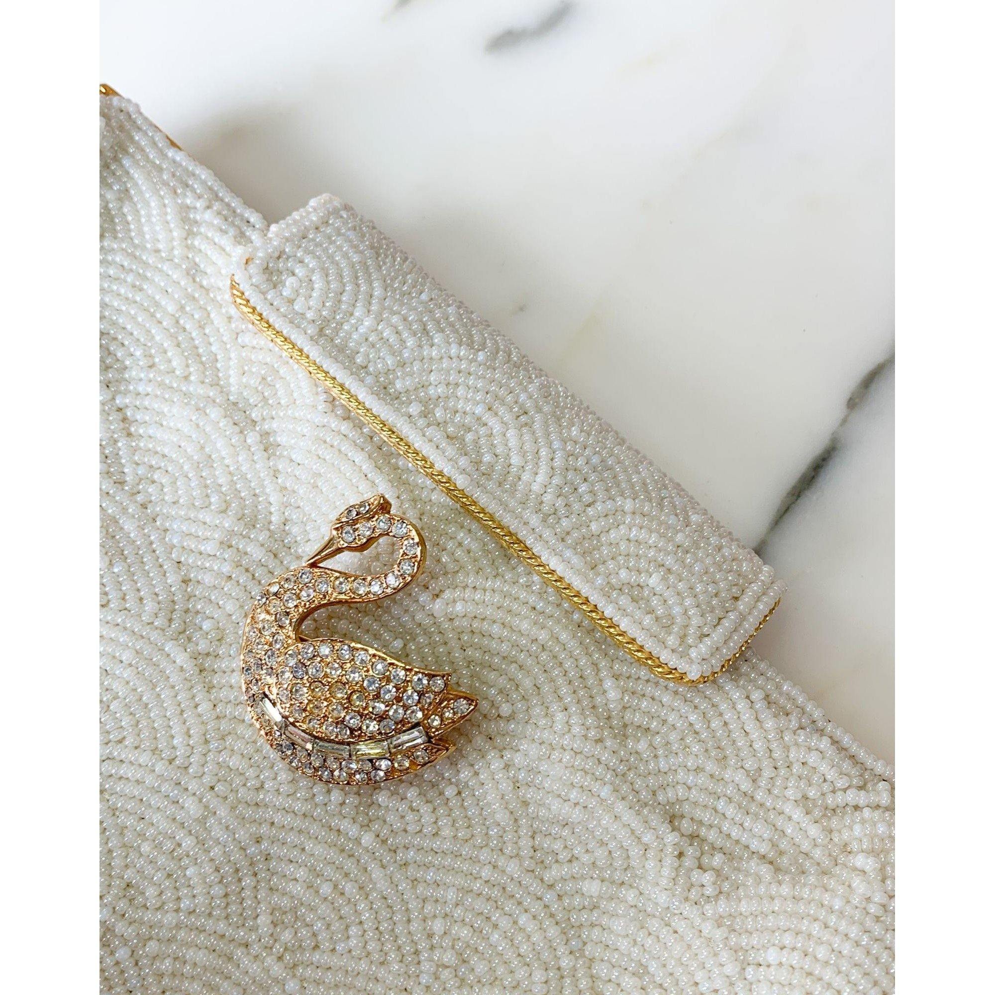 Graceful Like a Swan Brooch by Swarovski - Vintage Meet Modern Vintage Jewelry - Chicago, Illinois - #oldhollywoodglamour #vintagemeetmodern #designervintage #jewelrybox #antiquejewelry #vintagejewelry