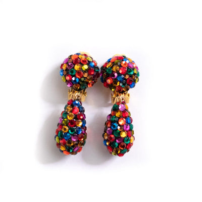 Vintage Bellini for Formart Rainbow Rhinestone Dangling Statement Earrings by Bellini for Formart - Vintage Meet Modern Vintage Jewelry - Chicago, Illinois - #oldhollywoodglamour #vintagemeetmodern #designervintage #jewelrybox #antiquejewelry #vintagejewelry