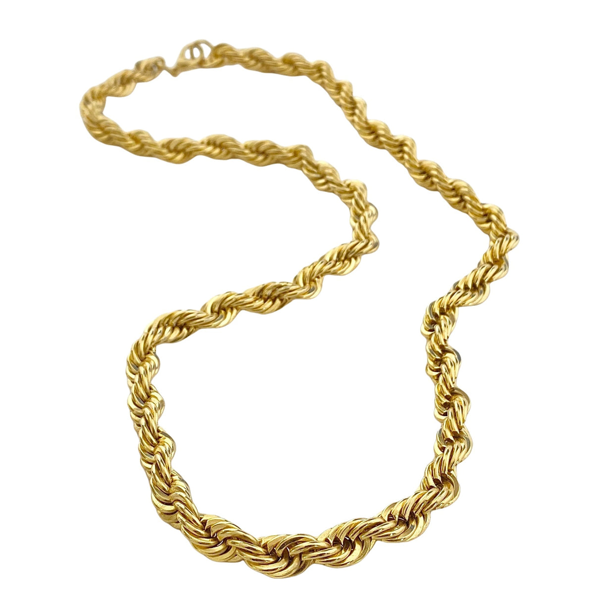 Vintage Medium Width Gold Rope Chain Necklace