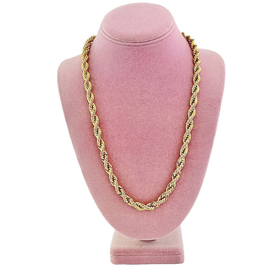 Vintage Medium Width Gold Rope Chain Necklace by Unsigned Beauty - Vintage Meet Modern Vintage Jewelry - Chicago, Illinois - #oldhollywoodglamour #vintagemeetmodern #designervintage #jewelrybox #antiquejewelry #vintagejewelry