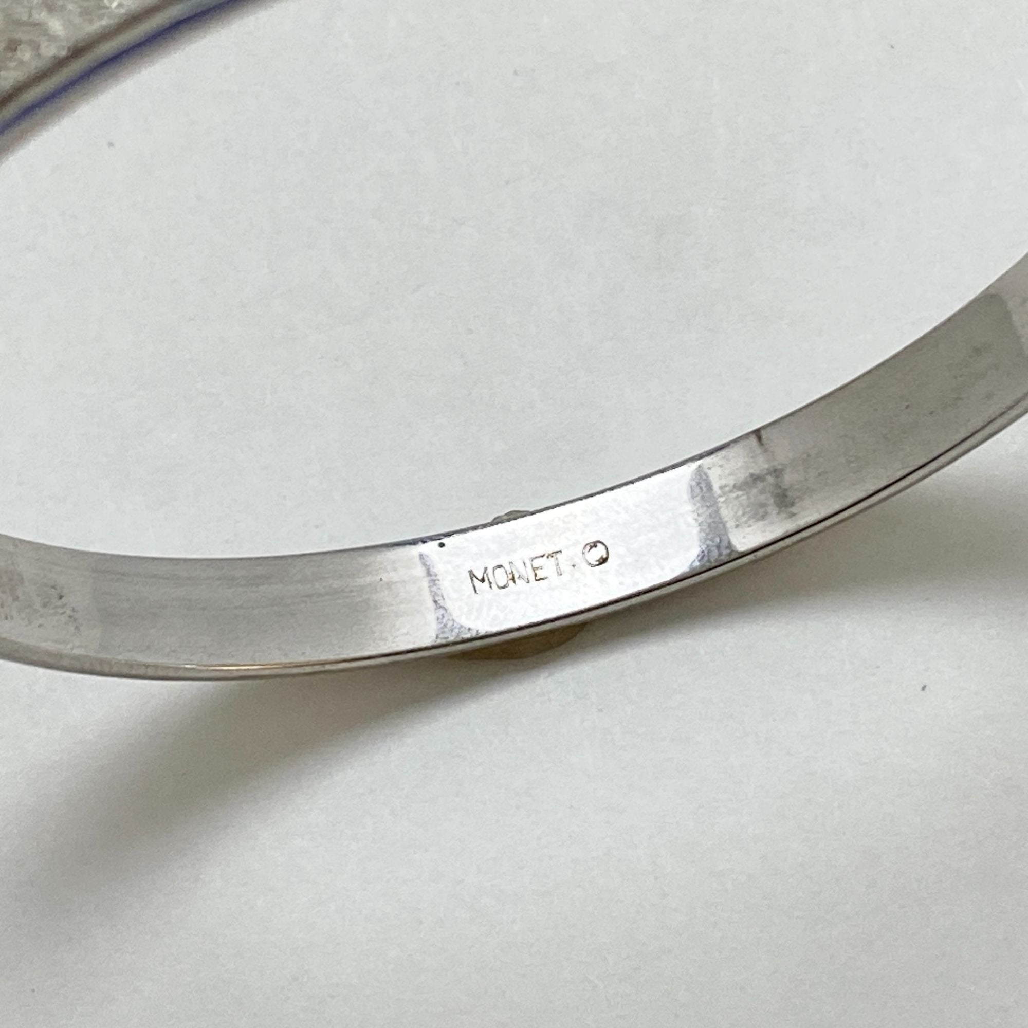 Vintage Monet Silver Textured Bangle Bracelet by Monet - Vintage Meet Modern Vintage Jewelry - Chicago, Illinois - #oldhollywoodglamour #vintagemeetmodern #designervintage #jewelrybox #antiquejewelry #vintagejewelry