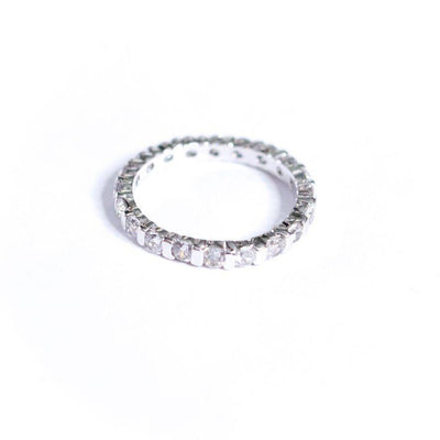Vintage Sterling Silver Cubic Zirconia Stacking Band Ring by Hallmarked 925 - Vintage Meet Modern Vintage Jewelry - Chicago, Illinois - #oldhollywoodglamour #vintagemeetmodern #designervintage #jewelrybox #antiquejewelry #vintagejewelry