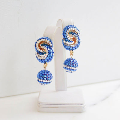Vintage 1980s Blue and Silver Sequin Bonbon Statement Earrings by Unsigned Beauty - Vintage Meet Modern Vintage Jewelry - Chicago, Illinois - #oldhollywoodglamour #vintagemeetmodern #designervintage #jewelrybox #antiquejewelry #vintagejewelry