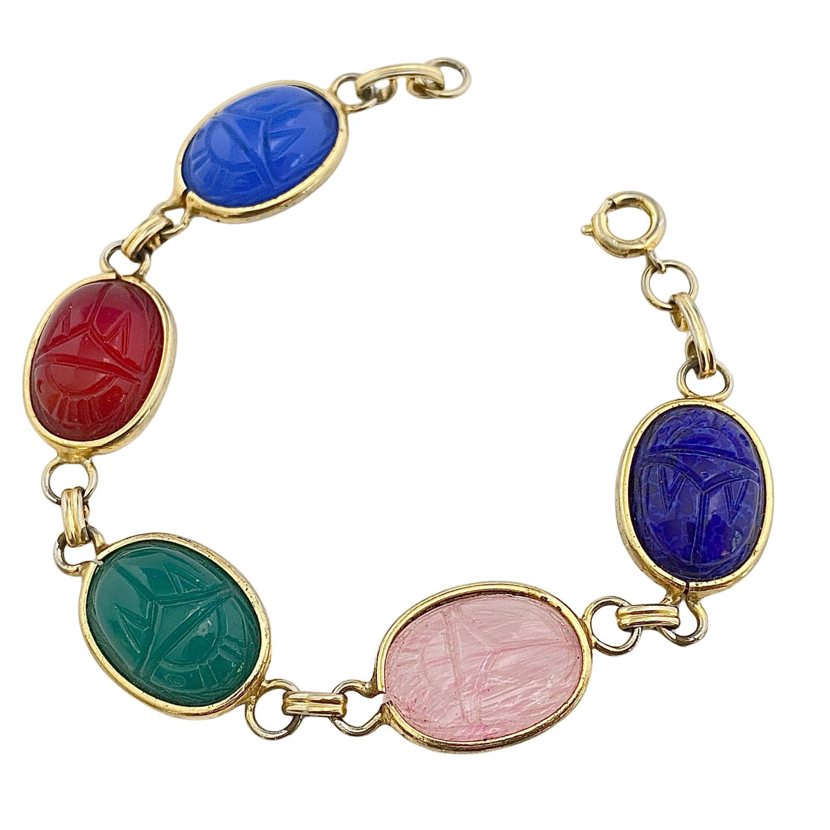 Vintage Colorful Semi Precious Gemstone Bracelet