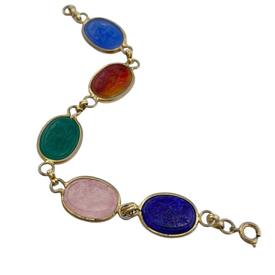 Vintage Colorful Semi Precious Gemstone Bracelet by Unsigned Beauty - Vintage Meet Modern Vintage Jewelry - Chicago, Illinois - #oldhollywoodglamour #vintagemeetmodern #designervintage #jewelrybox #antiquejewelry #vintagejewelry