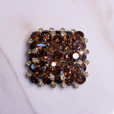 Vintage Amber and Yellow Citrine Rhinestone Brooch by Unsigned Beauty - Vintage Meet Modern Vintage Jewelry - Chicago, Illinois - #oldhollywoodglamour #vintagemeetmodern #designervintage #jewelrybox #antiquejewelry #vintagejewelry