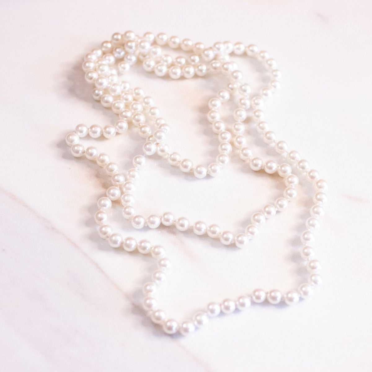 Vintage Hand-Knotted Glass Faux Pearl Necklace