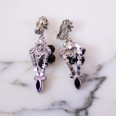 Vintage Jet and Blue Aurora Borealis Statement Earrings by Unsigned Beauty - Vintage Meet Modern Vintage Jewelry - Chicago, Illinois - #oldhollywoodglamour #vintagemeetmodern #designervintage #jewelrybox #antiquejewelry #vintagejewelry