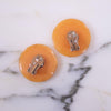 Vintage Peach Lucite Earrings with Silver and White Lace by Unsigned Beauty - Vintage Meet Modern Vintage Jewelry - Chicago, Illinois - #oldhollywoodglamour #vintagemeetmodern #designervintage #jewelrybox #antiquejewelry #vintagejewelry