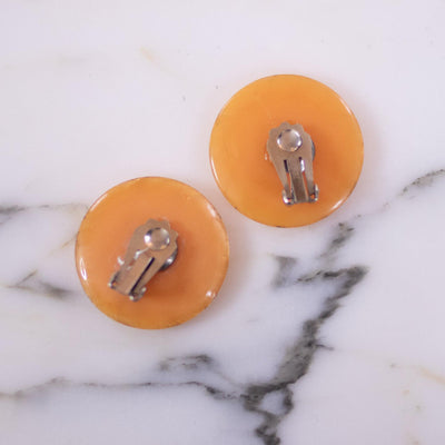 Vintage Peach Lucite Earrings with Silver and White Lace by Unsigned Beauty - Vintage Meet Modern Vintage Jewelry - Chicago, Illinois - #oldhollywoodglamour #vintagemeetmodern #designervintage #jewelrybox #antiquejewelry #vintagejewelry