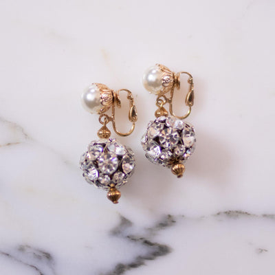 Vintage Pearl with Rhinestones Dangle Statement Earrings by Unsigned Beauties - Vintage Meet Modern Vintage Jewelry - Chicago, Illinois - #oldhollywoodglamour #vintagemeetmodern #designervintage #jewelrybox #antiquejewelry #vintagejewelry