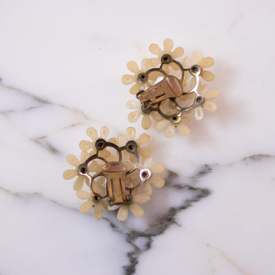 Vintage Pearl Thermoset and Diamante Daisy Statement Earrings by Unsigned Beauty - Vintage Meet Modern Vintage Jewelry - Chicago, Illinois - #oldhollywoodglamour #vintagemeetmodern #designervintage #jewelrybox #antiquejewelry #vintagejewelry