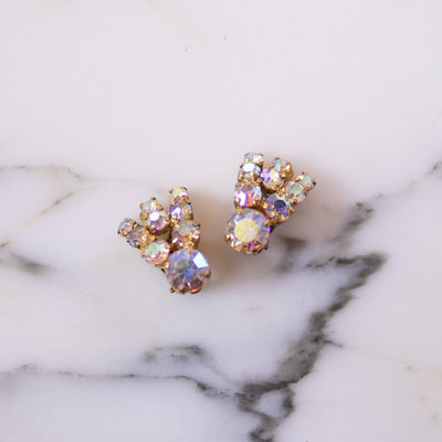 Vintage Petite Aurora Borealis Rhinestones Earrings by Unsigned Beauty - Vintage Meet Modern Vintage Jewelry - Chicago, Illinois - #oldhollywoodglamour #vintagemeetmodern #designervintage #jewelrybox #antiquejewelry #vintagejewelry