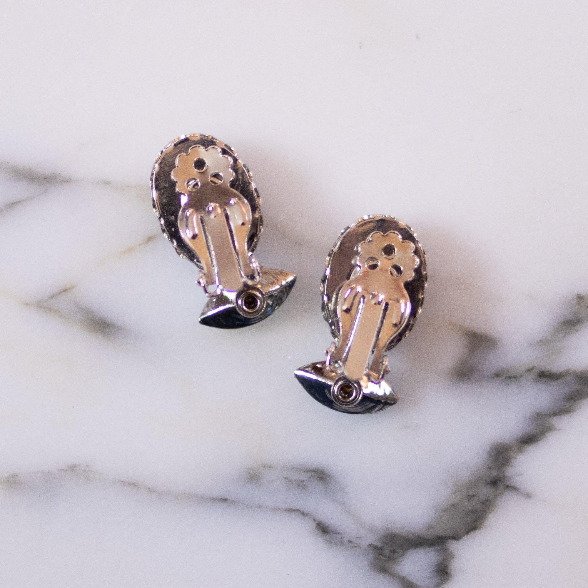Vintage Speckled Blue and Light Blue Rhinestone Earrings by Unsigned Beauties - Vintage Meet Modern Vintage Jewelry - Chicago, Illinois - #oldhollywoodglamour #vintagemeetmodern #designervintage #jewelrybox #antiquejewelry #vintagejewelry