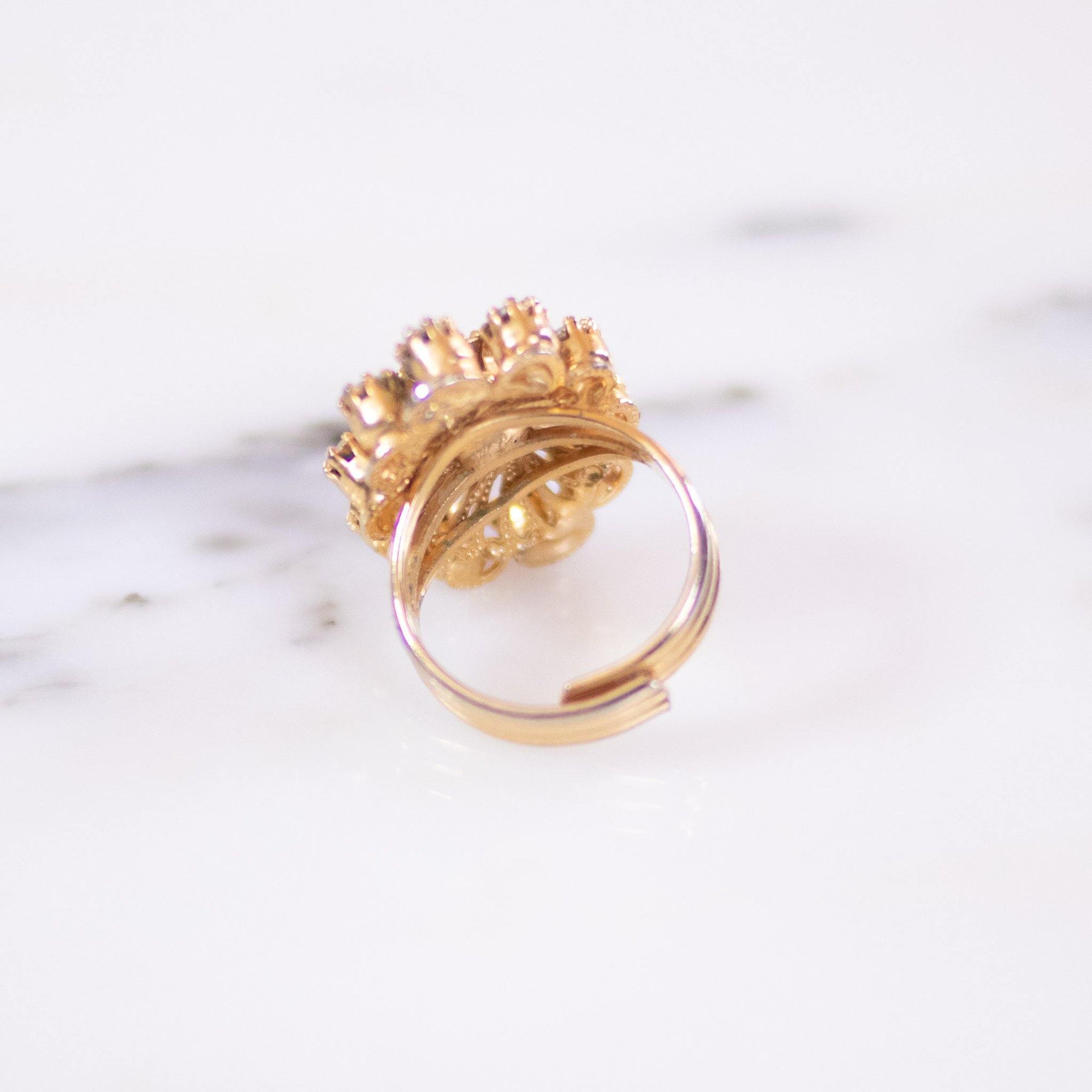 Vintage Blue Rhinestone and Diamante Crystal Statement Ring by Unsigned Beauty - Vintage Meet Modern Vintage Jewelry - Chicago, Illinois - #oldhollywoodglamour #vintagemeetmodern #designervintage #jewelrybox #antiquejewelry #vintagejewelry