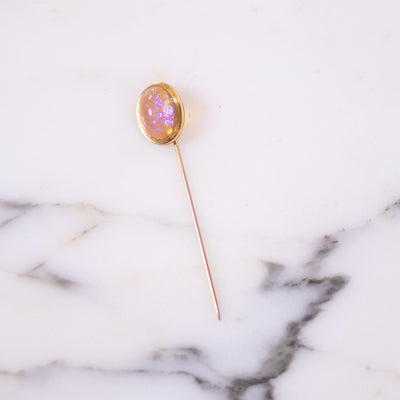 Vintage 1930s Era Jelly Opal Stick Pin Brooch by Unsigned Beauty - Vintage Meet Modern Vintage Jewelry - Chicago, Illinois - #oldhollywoodglamour #vintagemeetmodern #designervintage #jewelrybox #antiquejewelry #vintagejewelry