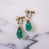 Vintage 1940s Jade Glass and Faux Pearl Earrings by Unsigned Beauties - Vintage Meet Modern Vintage Jewelry - Chicago, Illinois - #oldhollywoodglamour #vintagemeetmodern #designervintage #jewelrybox #antiquejewelry #vintagejewelry
