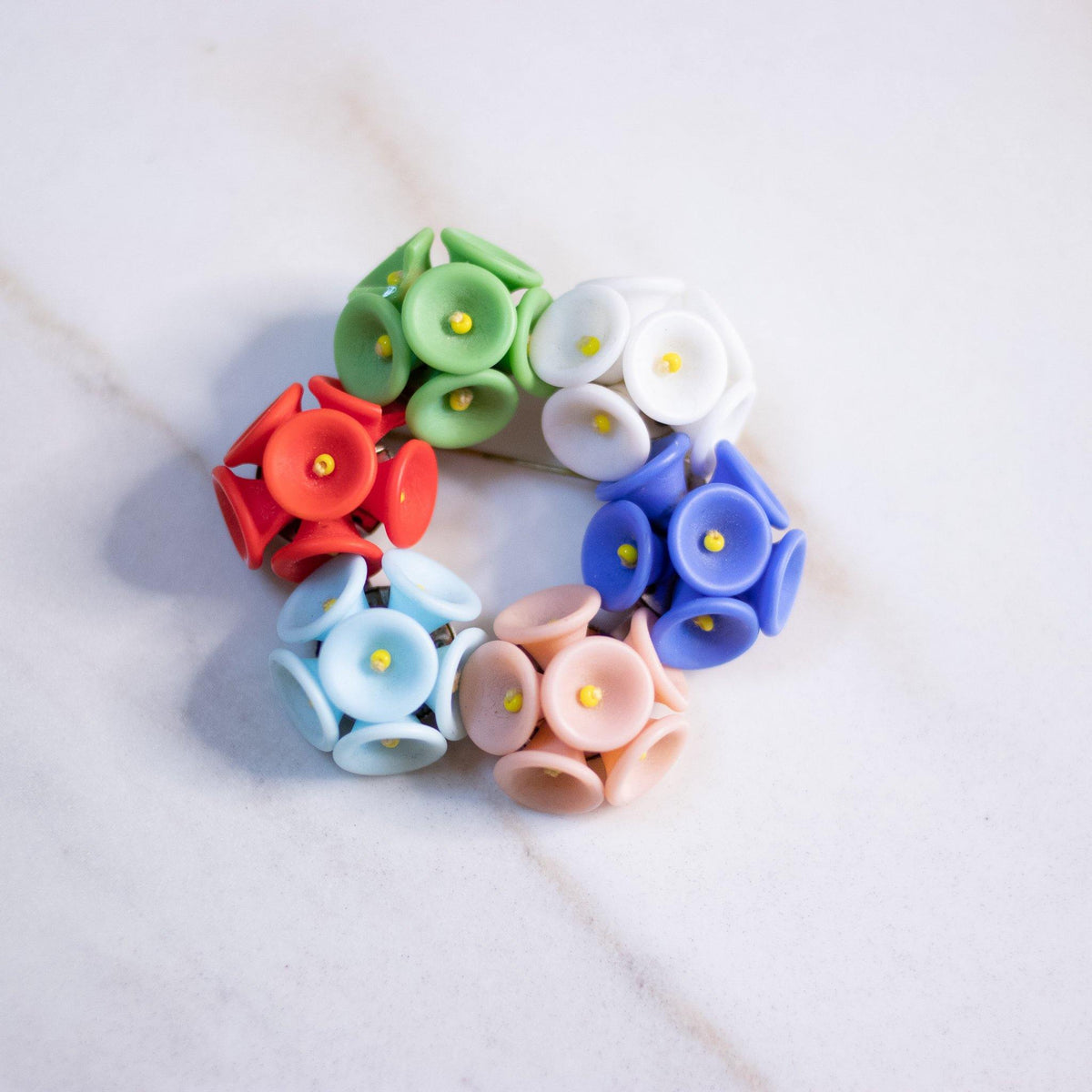 Vintage Czech Colorful Molded Glass Flower Brooch
