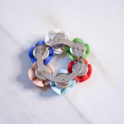 Vintage Czech Colorful Molded Glass Flower Brooch by Czech - Vintage Meet Modern Vintage Jewelry - Chicago, Illinois - #oldhollywoodglamour #vintagemeetmodern #designervintage #jewelrybox #antiquejewelry #vintagejewelry