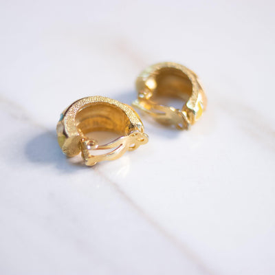 Vintage Huggie Hoop Earrings with Aqua, Yellow, and Taupe Enamel Details by Patent Pending - Vintage Meet Modern Vintage Jewelry - Chicago, Illinois - #oldhollywoodglamour #vintagemeetmodern #designervintage #jewelrybox #antiquejewelry #vintagejewelry