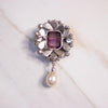 Vintage Amethyst, Turquoise and Faux Pearl Brooch by Unsigned Beauty - Vintage Meet Modern Vintage Jewelry - Chicago, Illinois - #oldhollywoodglamour #vintagemeetmodern #designervintage #jewelrybox #antiquejewelry #vintagejewelry