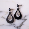 Vintage Art Deco Black Celluloid Doorknocker Earrings with Marcasite Accents by Art Deco Era - Vintage Meet Modern Vintage Jewelry - Chicago, Illinois - #oldhollywoodglamour #vintagemeetmodern #designervintage #jewelrybox #antiquejewelry #vintagejewelry