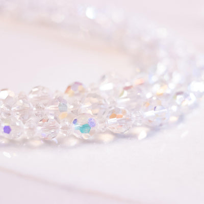 Vintage Made in Austria Long Single Strand Aurora Borealis Crystal Necklace by Unsigned Beauty - Vintage Meet Modern Vintage Jewelry - Chicago, Illinois - #oldhollywoodglamour #vintagemeetmodern #designervintage #jewelrybox #antiquejewelry #vintagejewelry