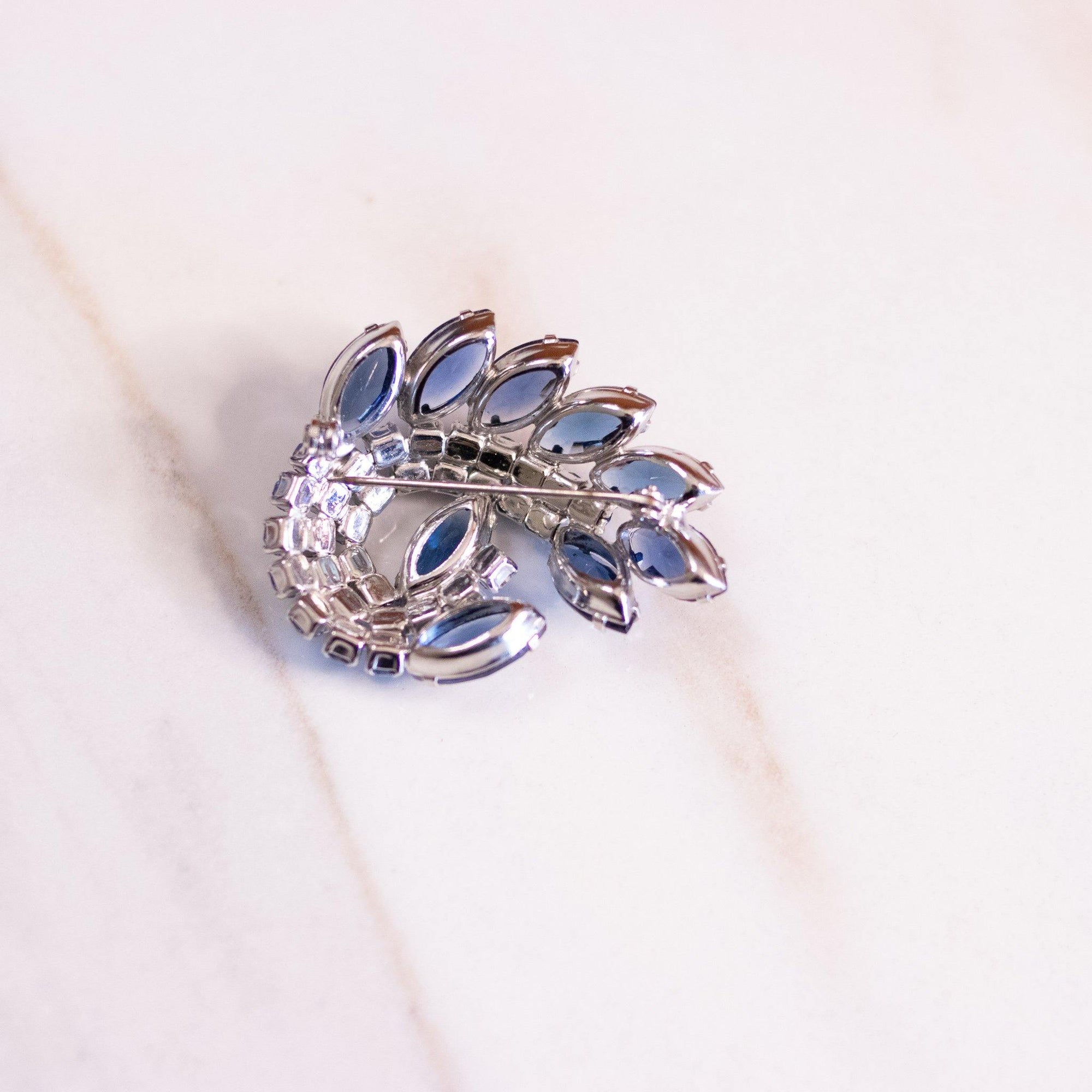 Vintage Blue Paisley Rhinestone Brooch by Juliana - Vintage Meet Modern Vintage Jewelry - Chicago, Illinois - #oldhollywoodglamour #vintagemeetmodern #designervintage #jewelrybox #antiquejewelry #vintagejewelry