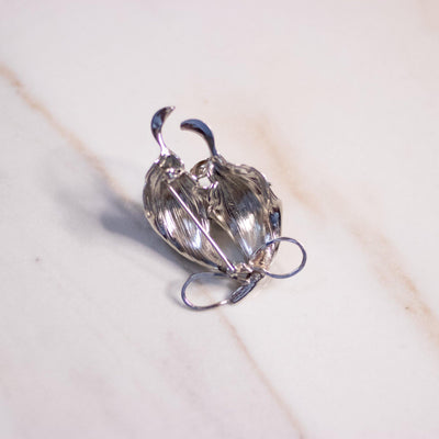 Vintage Blue Rhinestone Silver Bloom Brooch by Unsigned Beauty - Vintage Meet Modern Vintage Jewelry - Chicago, Illinois - #oldhollywoodglamour #vintagemeetmodern #designervintage #jewelrybox #antiquejewelry #vintagejewelry