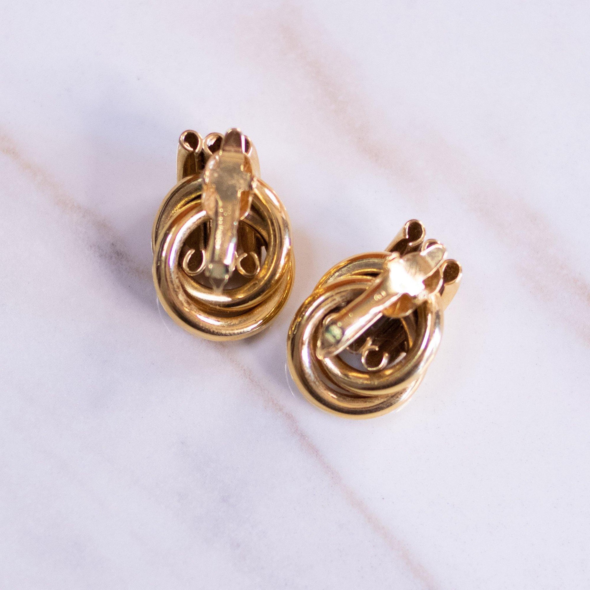 Vintage Crown Trifari Gold Double Knot Earrings by Crown Trifari - Vintage Meet Modern Vintage Jewelry - Chicago, Illinois - #oldhollywoodglamour #vintagemeetmodern #designervintage #jewelrybox #antiquejewelry #vintagejewelry