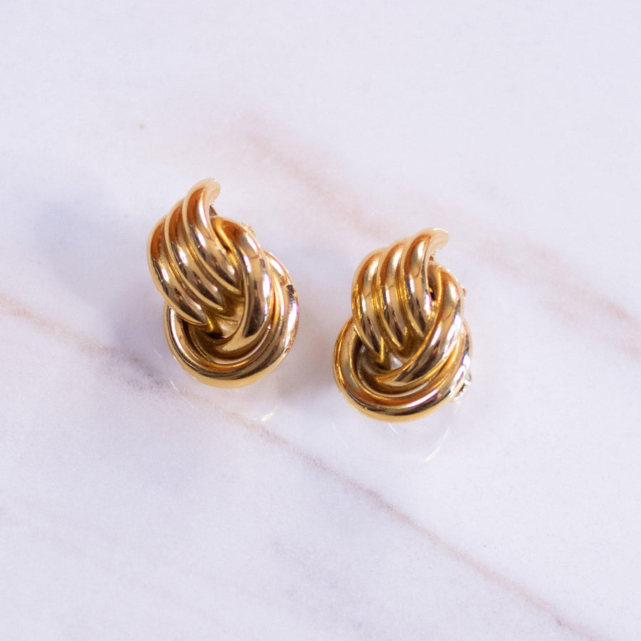 Vintage Crown Trifari Gold Double Knot Earrings by Crown Trifari - Vintage Meet Modern Vintage Jewelry - Chicago, Illinois - #oldhollywoodglamour #vintagemeetmodern #designervintage #jewelrybox #antiquejewelry #vintagejewelry