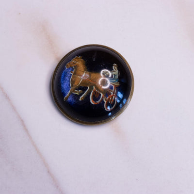 Vintage Essex Glass Brooch with Equestrian Scene by Unsigned Beauty - Vintage Meet Modern Vintage Jewelry - Chicago, Illinois - #oldhollywoodglamour #vintagemeetmodern #designervintage #jewelrybox #antiquejewelry #vintagejewelry