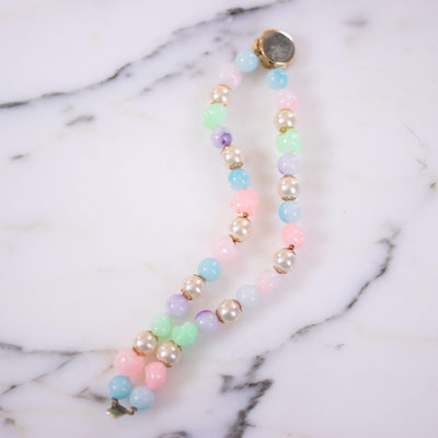 Vintage Faux Pearl and Green, Pink, Purple, Blue Bead Double Strand Bracelet by Unsigned Beauty - Vintage Meet Modern Vintage Jewelry - Chicago, Illinois - #oldhollywoodglamour #vintagemeetmodern #designervintage #jewelrybox #antiquejewelry #vintagejewelry