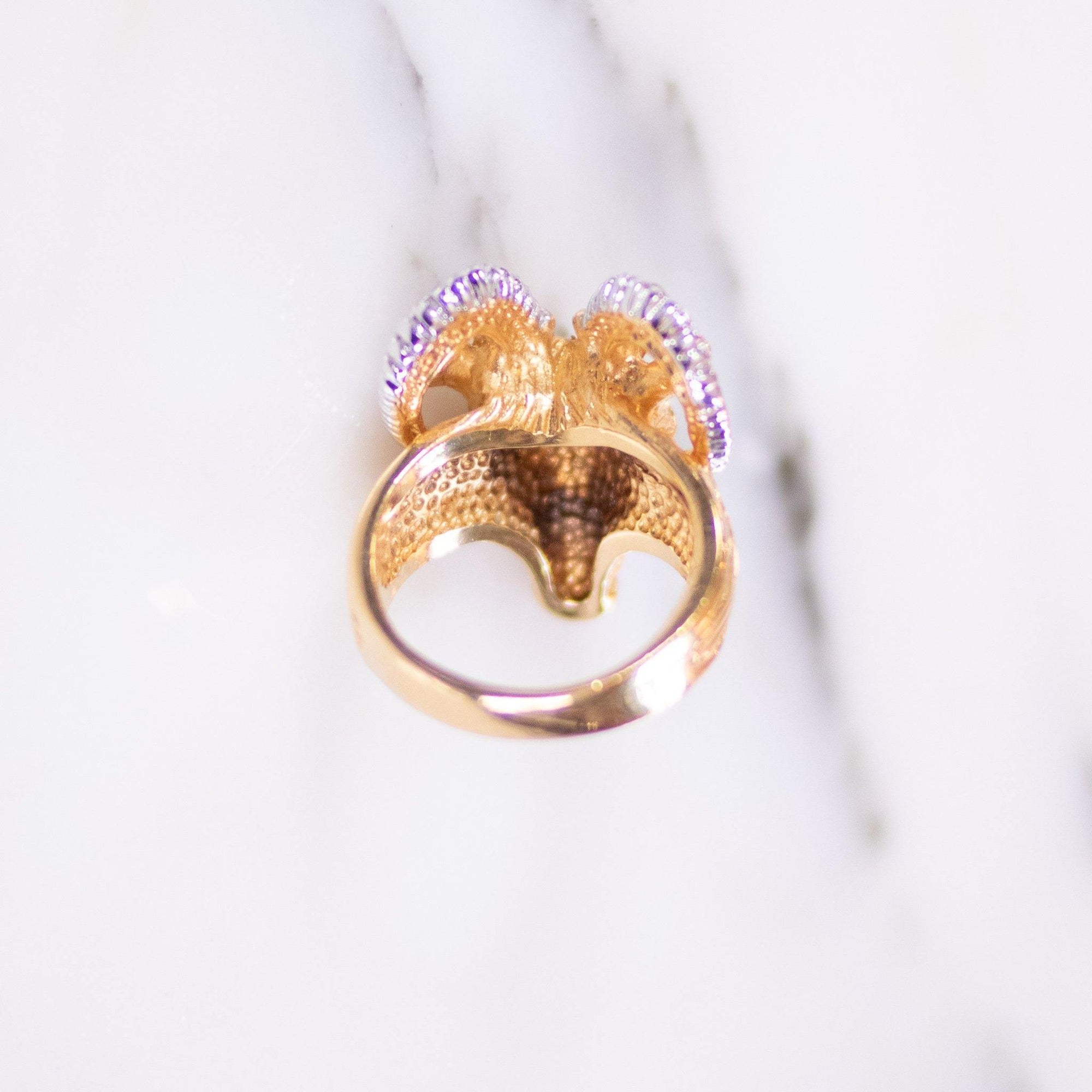 Vintage Gold Ram with Diamante Crystal Statement Ring by Unsigned Beauty - Vintage Meet Modern Vintage Jewelry - Chicago, Illinois - #oldhollywoodglamour #vintagemeetmodern #designervintage #jewelrybox #antiquejewelry #vintagejewelry