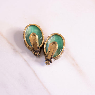Vintage Green and Gold Statement Earrings by Unsigned Beauty - Vintage Meet Modern Vintage Jewelry - Chicago, Illinois - #oldhollywoodglamour #vintagemeetmodern #designervintage #jewelrybox #antiquejewelry #vintagejewelry